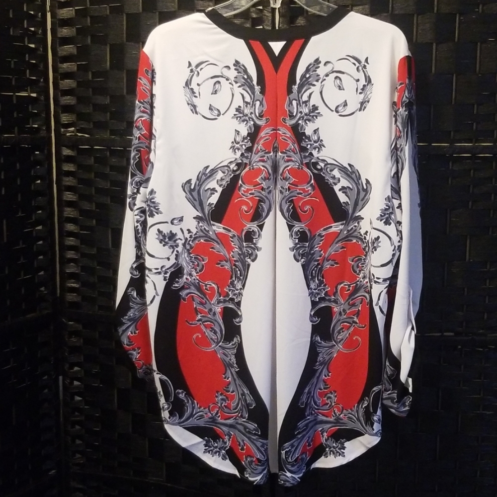 TRIBAL White Printed Tunic Style Blouse XL - Picture 4 of 4